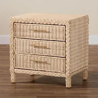 Sun Bleached Braided Rattan Nightstand