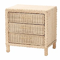 Sun Bleached Braided Rattan Nightstand