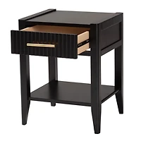 James Mid-Century Black 1-Drawer Nightstand