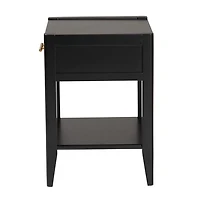 James Mid-Century Black 1-Drawer Nightstand