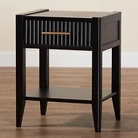 James Mid-Century Black 1-Drawer Nightstand