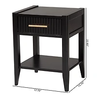 James Mid-Century Black 1-Drawer Nightstand