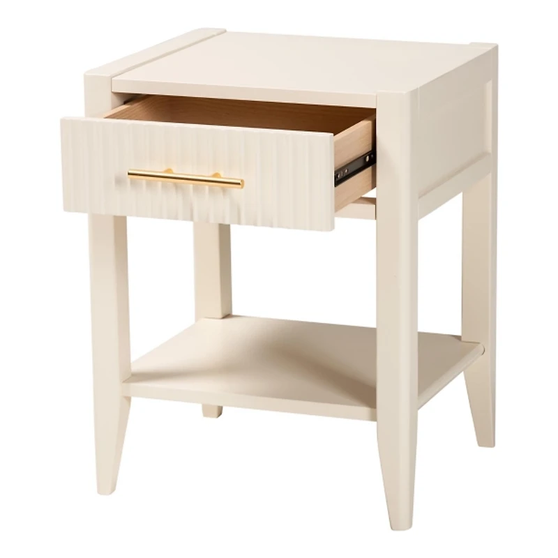 James Mid-Century Ivory 1-Drawer Nightstand