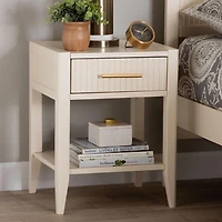James Mid-Century Ivory 1-Drawer Nightstand