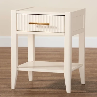 James Mid-Century Ivory 1-Drawer Nightstand