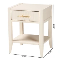 James Mid-Century Ivory 1-Drawer Nightstand