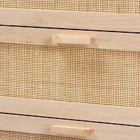 Natural Wood and Rattan 3-Drawer Storage Cabinet