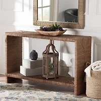 Natural Seagrass Wrapped Console Table