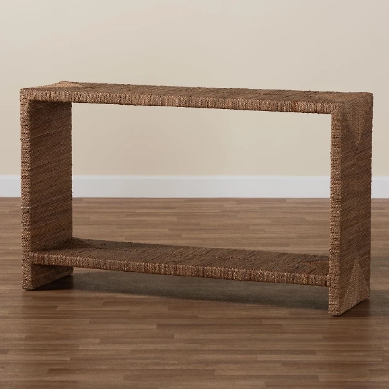 Natural Seagrass Wrapped Console Table