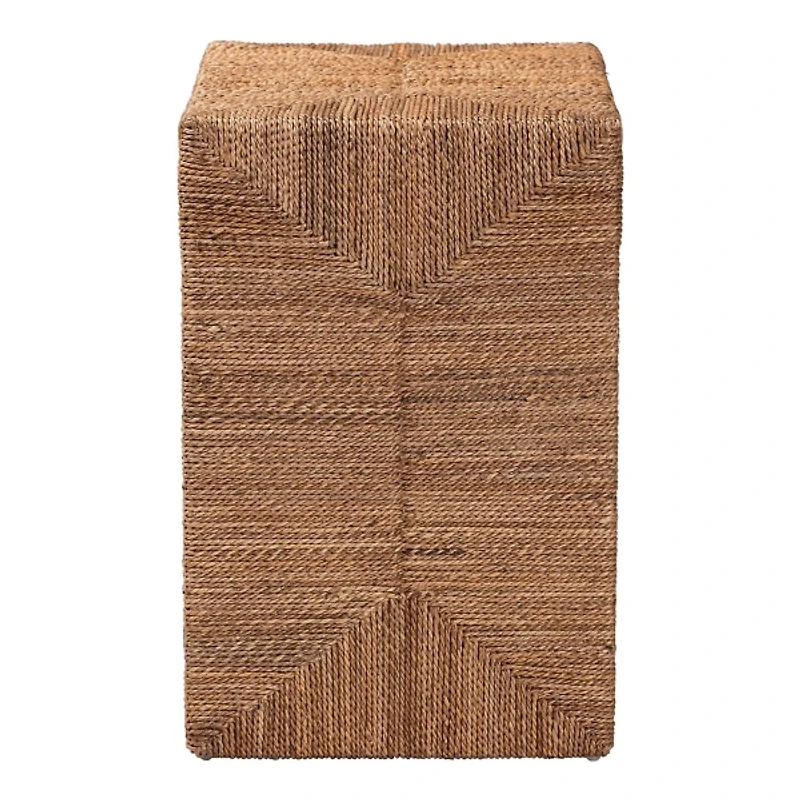 Natural Seagrass Wrapped Open Shelves Accent Table