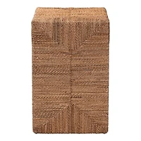 Natural Seagrass Wrapped Open Shelves Accent Table