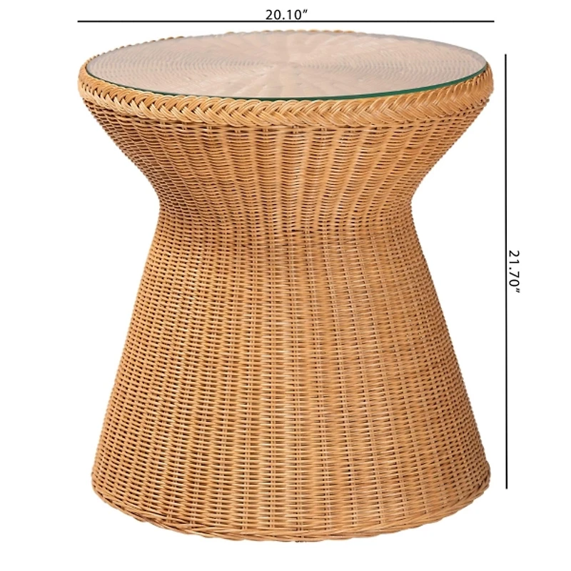 Honey Boho Braided Rattan Accent Table