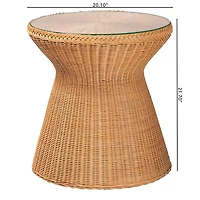 Honey Boho Braided Rattan Accent Table