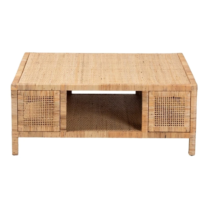 Light Honey Rattan Wrapped Coffee Table
