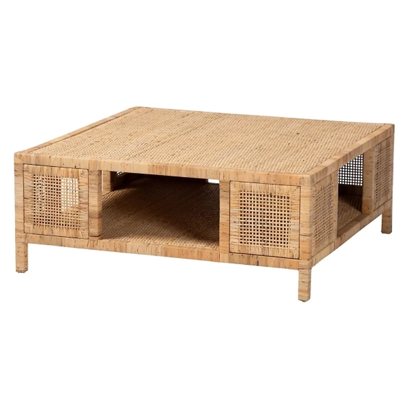 Light Honey Rattan Wrapped Coffee Table