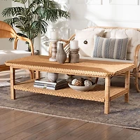 Bohemian Braided Rattan Coffee Table