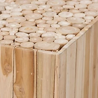 Repurposed Wood Logs Square Coffee Table