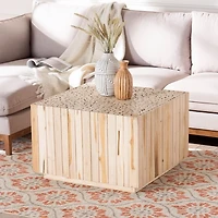 Repurposed Wood Logs Square Coffee Table