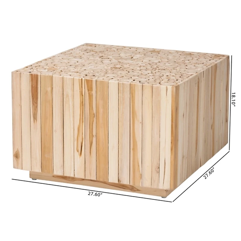 Repurposed Wood Logs Square Coffee Table