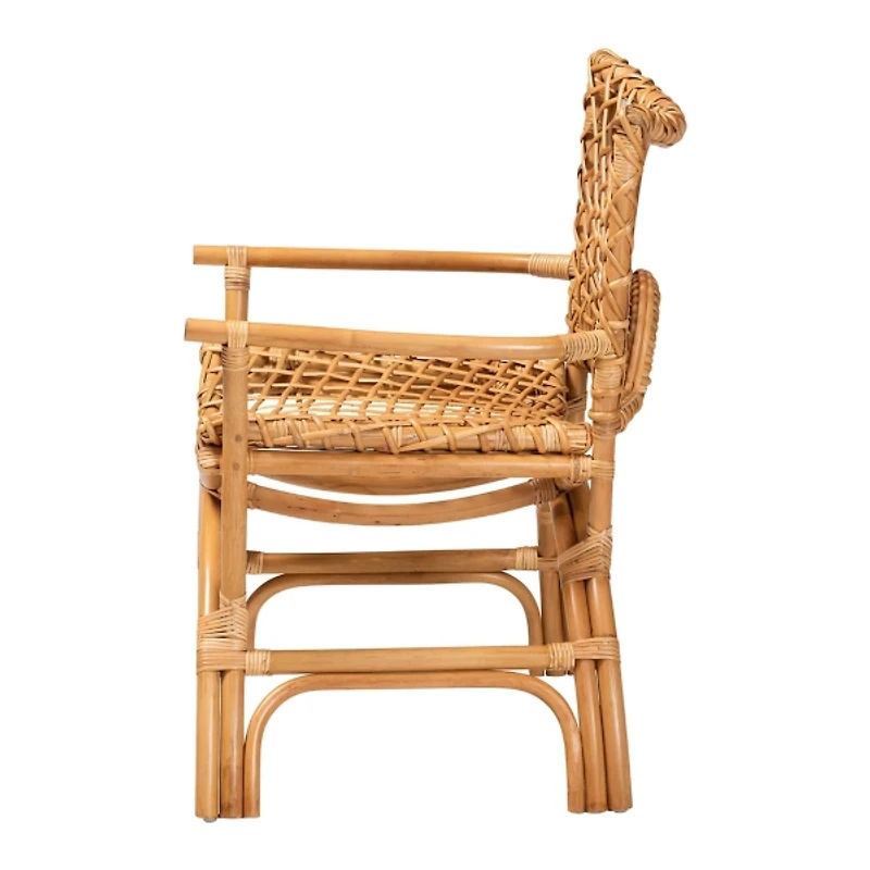 Curved Natural Rattan Woven Accent Chair