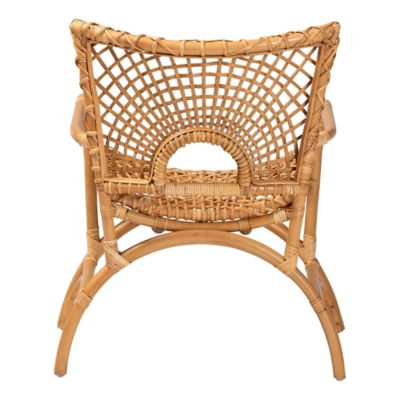 Curved Natural Rattan Woven Accent Chair