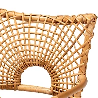 Curved Natural Rattan Woven Accent Chair