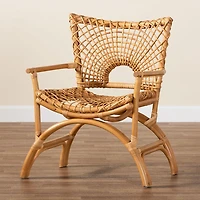 Curved Natural Rattan Woven Accent Chair