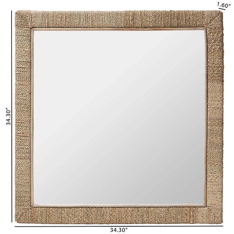 Natural Seagrass Square Wall Mirror