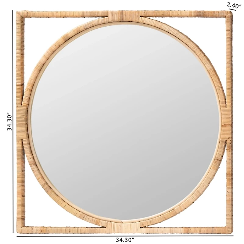 Bayan Natural Rattan Wall Mirror