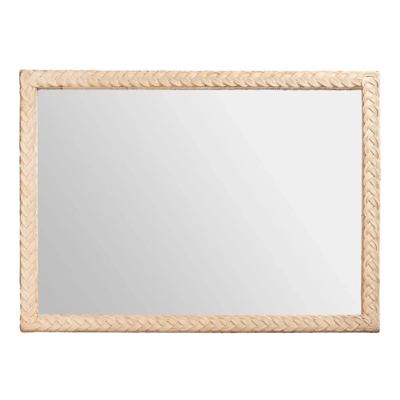 Sun Bleached Braided Rattan Wall Mirror