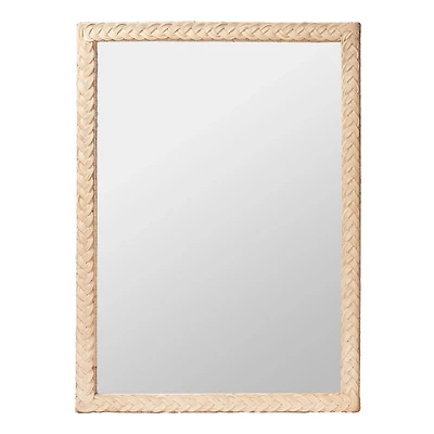 Sun Bleached Braided Rattan Wall Mirror