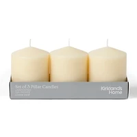 4 in. Ivory Unscented Pillar Candles, Set of 3