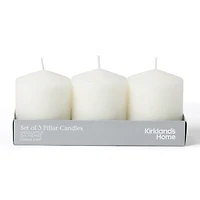 4 in. White Unscented Pillar Candles, Set of 3