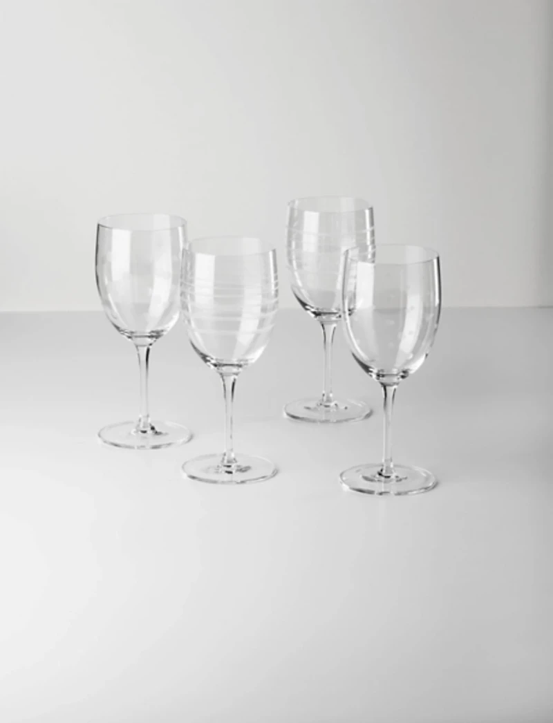 Mingle Etched Wine Glasses, Set of 4