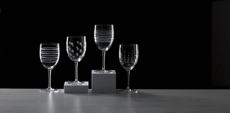 Mingle Etched Wine Glasses, Set of 4