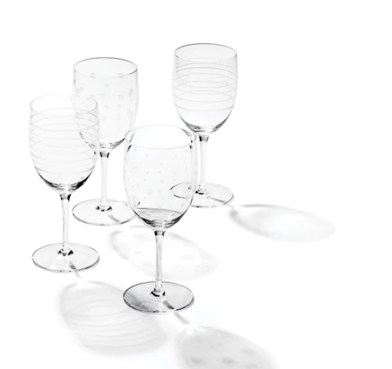 Mingle Etched Wine Glasses, Set of 4