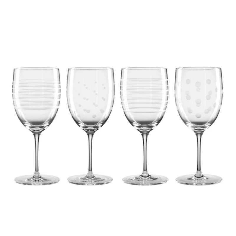 Mingle Etched Wine Glasses, Set of 4