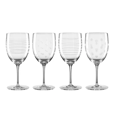 Mingle Etched Wine Glasses, Set of 4