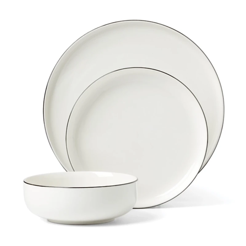 24 Seven Black Rim 12-pc. Dinnerware Set