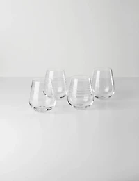 Mingle Etched Stemless Wine Glasses, Set of 4