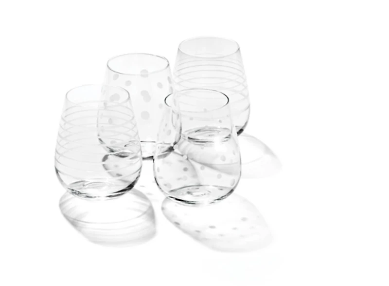 Mingle Etched Stemless Wine Glasses, Set of 4