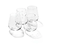 Mingle Etched Stemless Wine Glasses, Set of 4