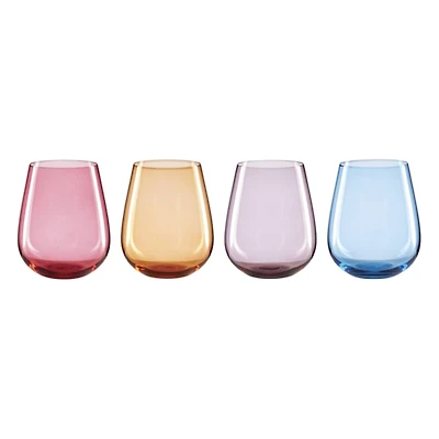 True Colors Stemless Wine Glasses, Set of 4