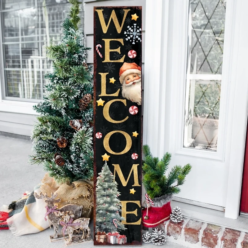 Welcome Santa Christmas Porch Board, 48 in.