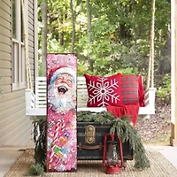 Pink Santa and Snowman Reversible Porch Board