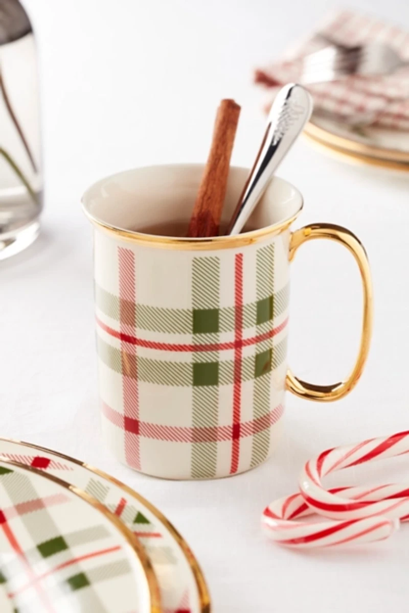 Lenox Holiday Plaid Mugs, Set of 4