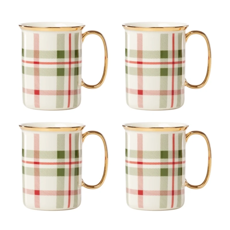 Lenox Holiday Plaid Mugs, Set of 4