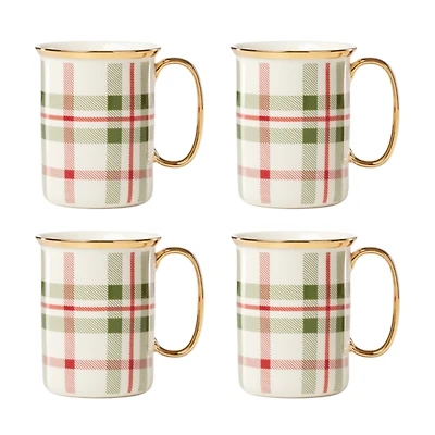 Lenox Holiday Plaid Mugs, Set of 4