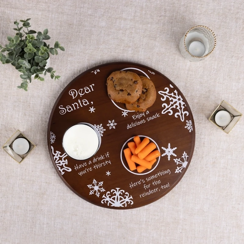 Stained Parawood Dear Santa Serving Tray