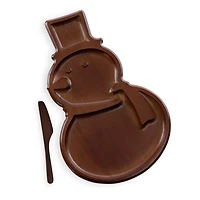 Stained Parawood Snowman Serving Tray with Knife